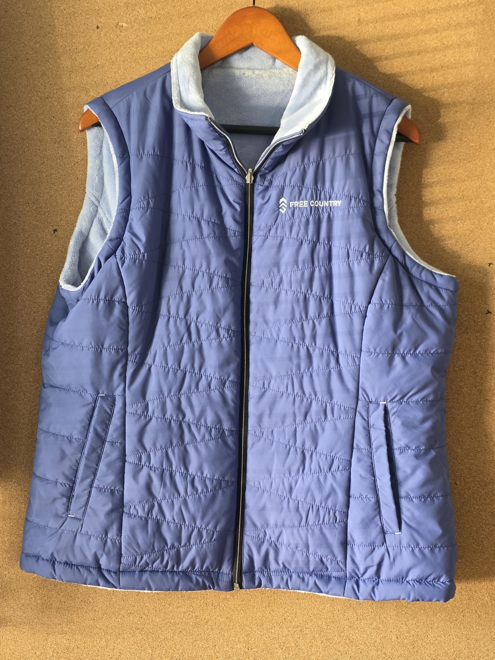 Free Country Purple  Reversible Quilted Puffer & Lavender Pile Fleece Vest  XL